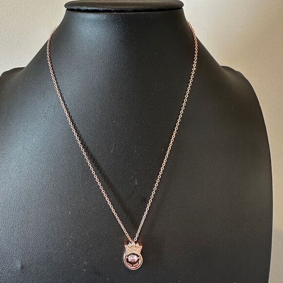 NIB Rose Gold tone "crown" and floating cz diamond pendant, necklace! - Picture 11 of 13